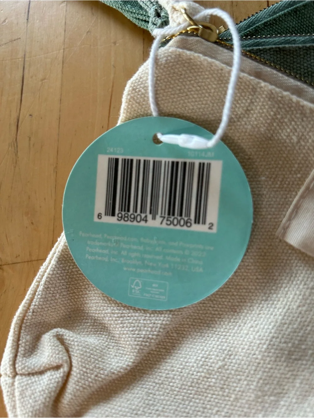 Pearhead 3-Piece Canvas Travel Pouch Set Sage Green Cream NWT